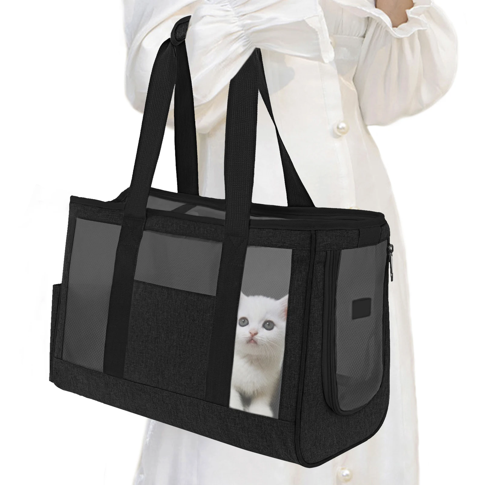 

Pet handbag shoulder bag cat and dog outing handbag portable foldable cage breathable mesh large capacity