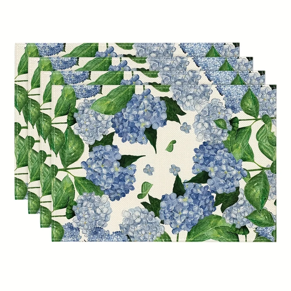 1pc Placemats, Spring And Summer Flowers Table Placemats, Tulip Hydrangea Lavender Kitchen Table Cushion