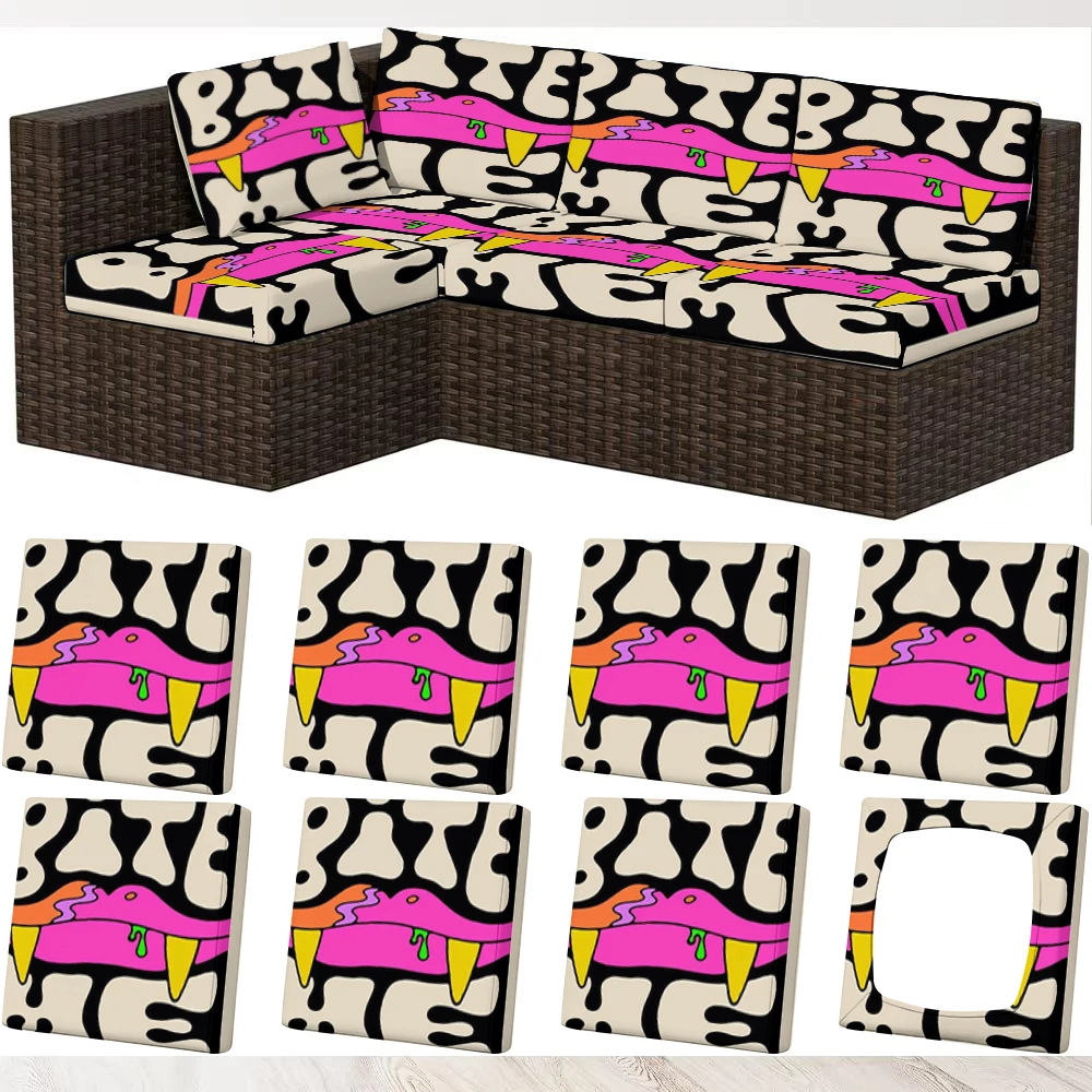 Summer Outdoor Sofa Cover with Vibrant Cartoon Pattern, Elastic Milk Silk Sofa Cushion Cover, Pet - Friendly