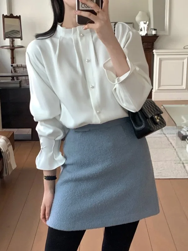 

Шикарный свободный дизайн Sensation для женщин irt Красивый лепесток Све Faion Корейский Sle Полиэфирное волокно Long Sve Girls' irt