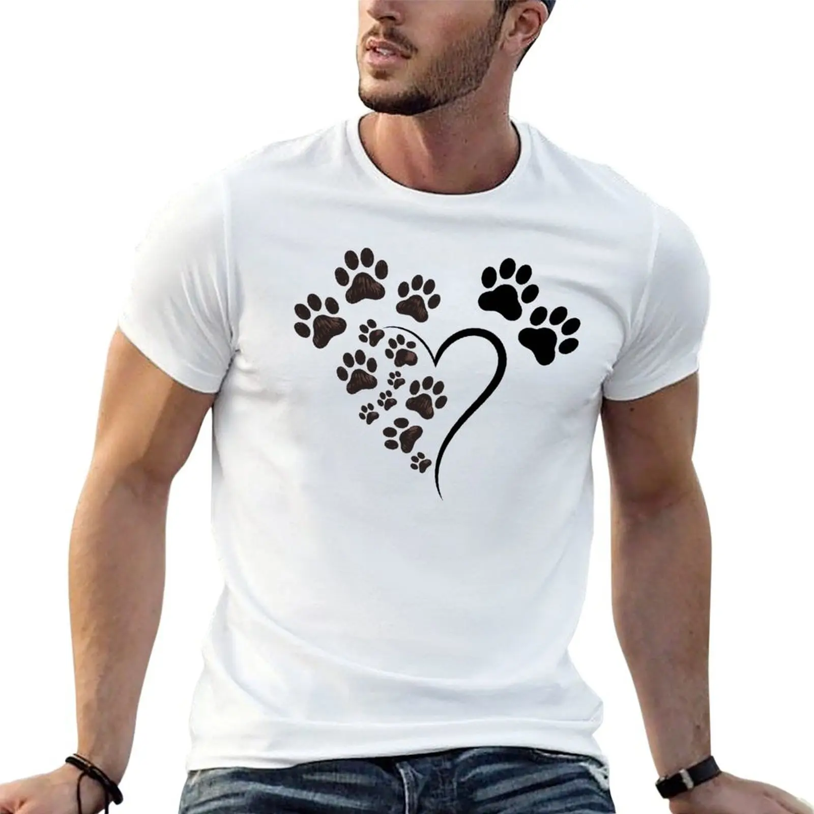 

heart paw print T-Shirt t shirt personalised man t shirts for men T-Shirt