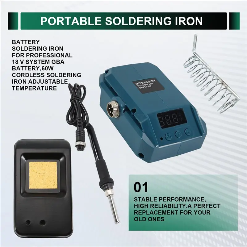 HOT Battery Soldering Iron For Professional 18 V System GBA Battery,60W Cordless Soldering Iron Adjustable Temperature~Jul