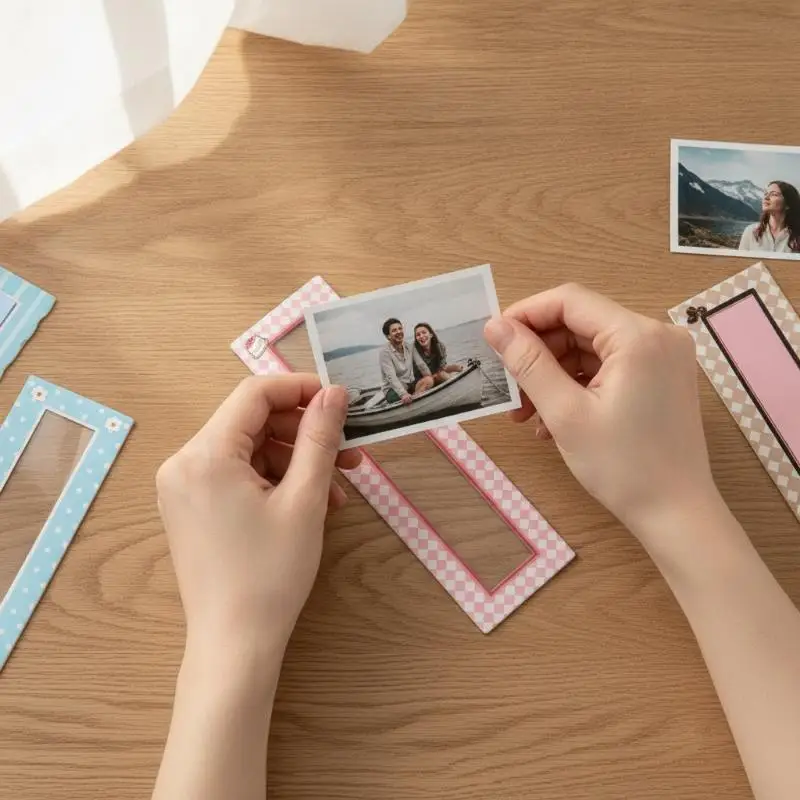 8Pcs Fridge Magnet Photo Booth Frames Small Size Picture Display Holders for Home Kitchen Student Dorm Decor