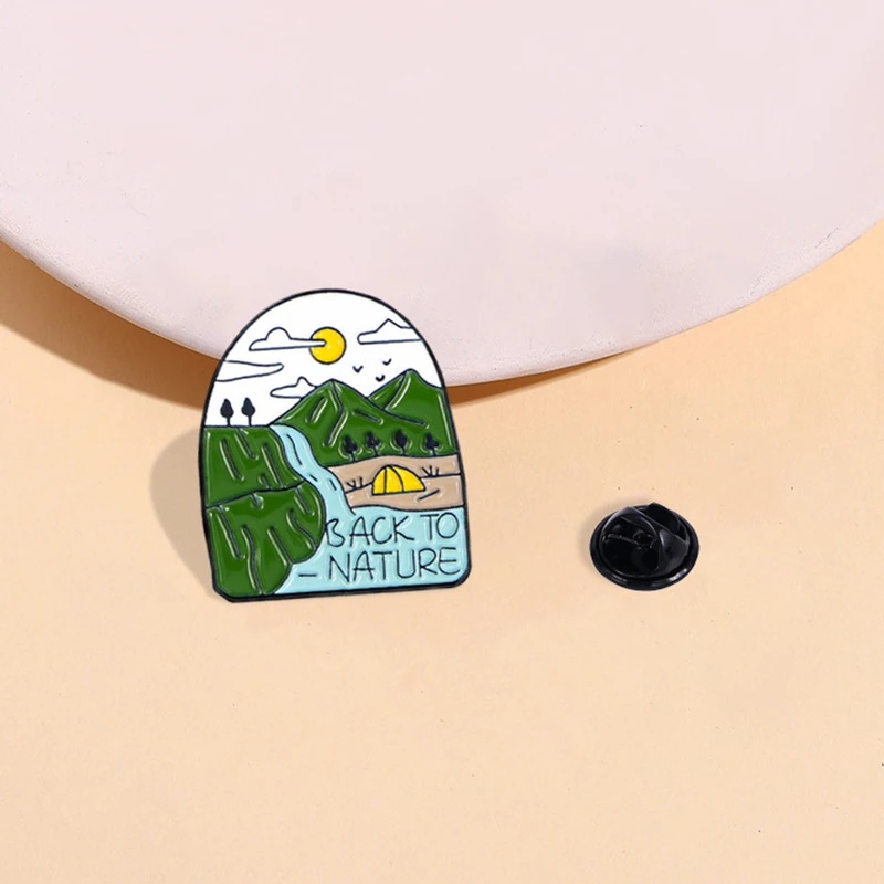 Creative Travel Brooch Falls Moon Mountain Outdoor Adventure Camping Cup Mountain Tent Coconut Park Heart Badge Punk Pin Jewelry image 5