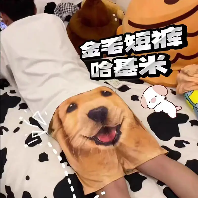 Conjunto de pareja de pantalones cortos para niño, pantalones informales con patrón de Husky, pantalones de pijama para el hogar, pantalones de chándal para exteriores, bañadores, pantalones de secado rápido