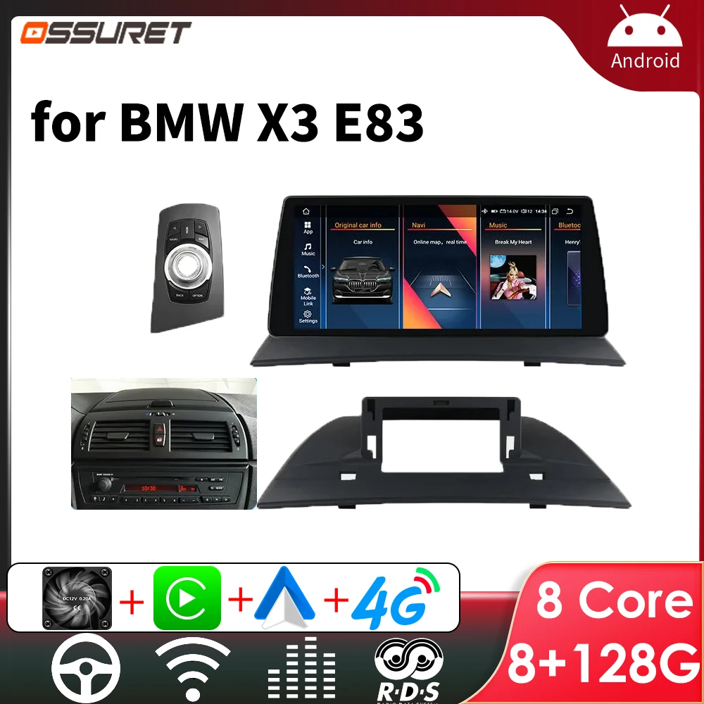 Autoradio für BMW X3 E83 2004-2010 Kabelloses Android Auto Carplay Auto-Multimedia-Videoplayer 10,25 Zoll Bildschirm GPS 4G WIFI DSP