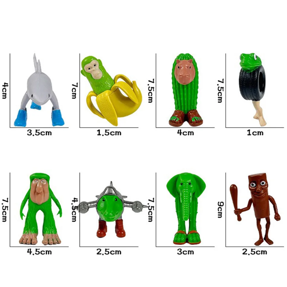 Anime 8 Uds Tung Sahur figuras de juguete Tralalero Tralala figuras Bombardino Crocodilo Shimpanzini Bananini modelo figuras decoración regalos