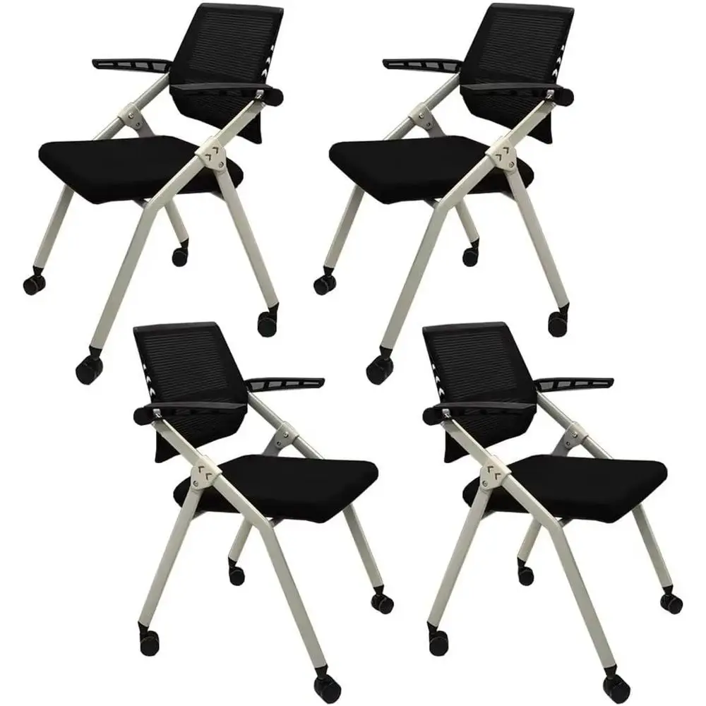

Ergonomic 4-Pack Mesh Office Chairs with Arms for Conference Rooms, Schools, and Waiting Areas in Black