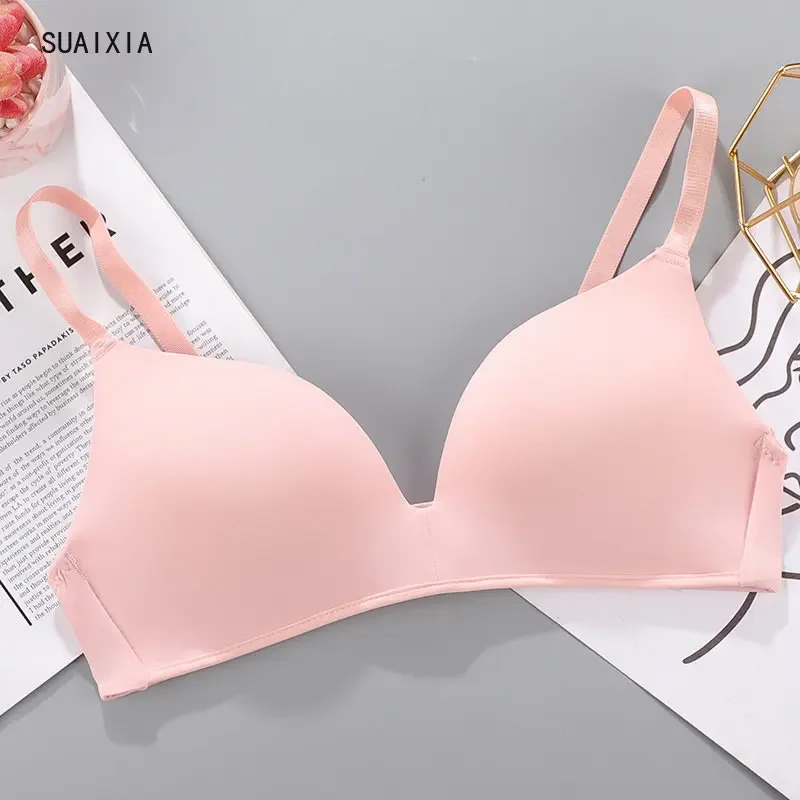 Sutiã sem fio sem costura para mulheres, roupa íntima sexy push up para meninas, sutiãs finos respiráveis, 12 cores