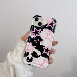 Black Pink Stars Phone Case For iPhone 14 Plus 7 8 X XS XR 11 12 13 Pro Max Silicone Cases Cover