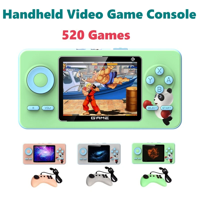 520 Games Video Game Console Retro Game Controller 2.4-Inch Screen Handheld Game Player Two-Person Mode