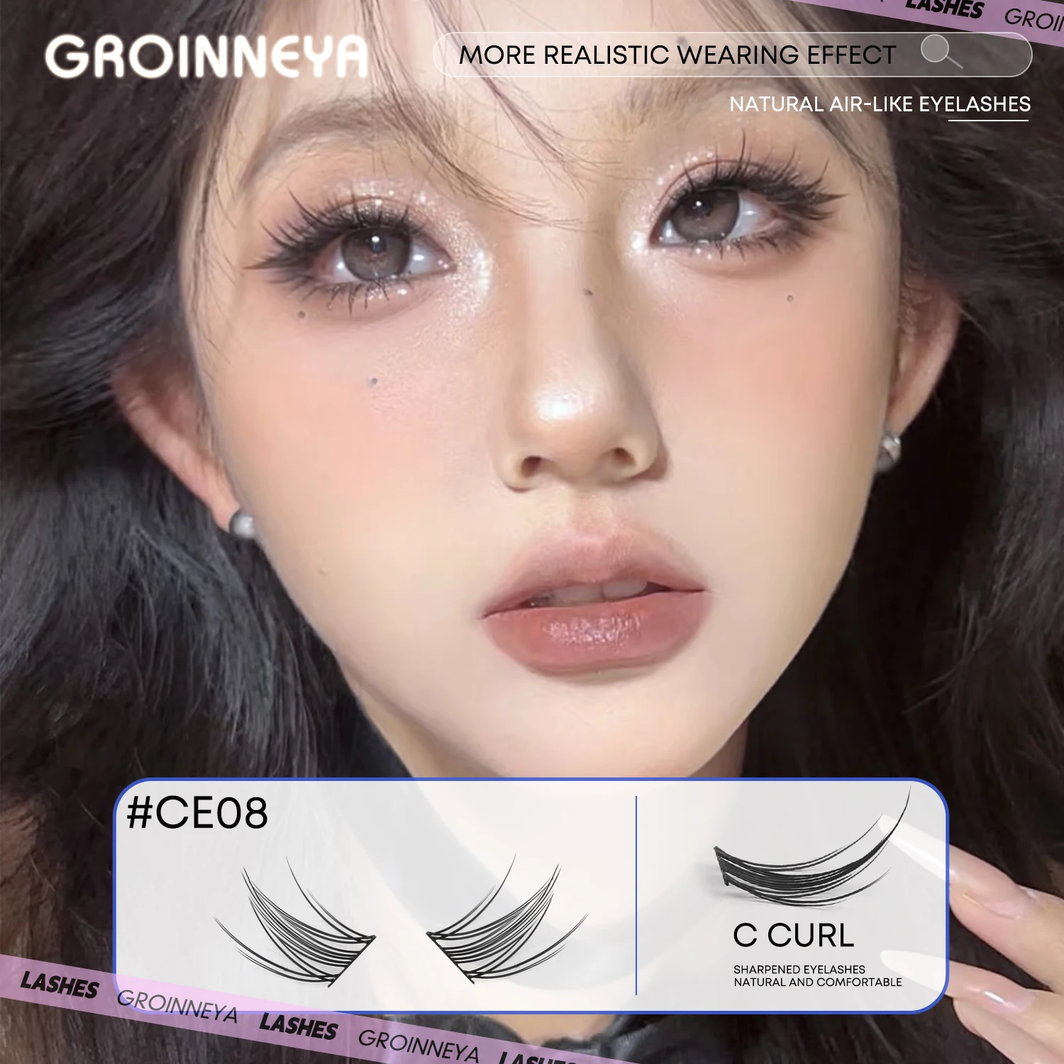 GROINNEYA Cluster per ciglia Estensione ciglia naturali Cluster Ciglia Volume Manga Cluster Trucco dall'aspetto naturale