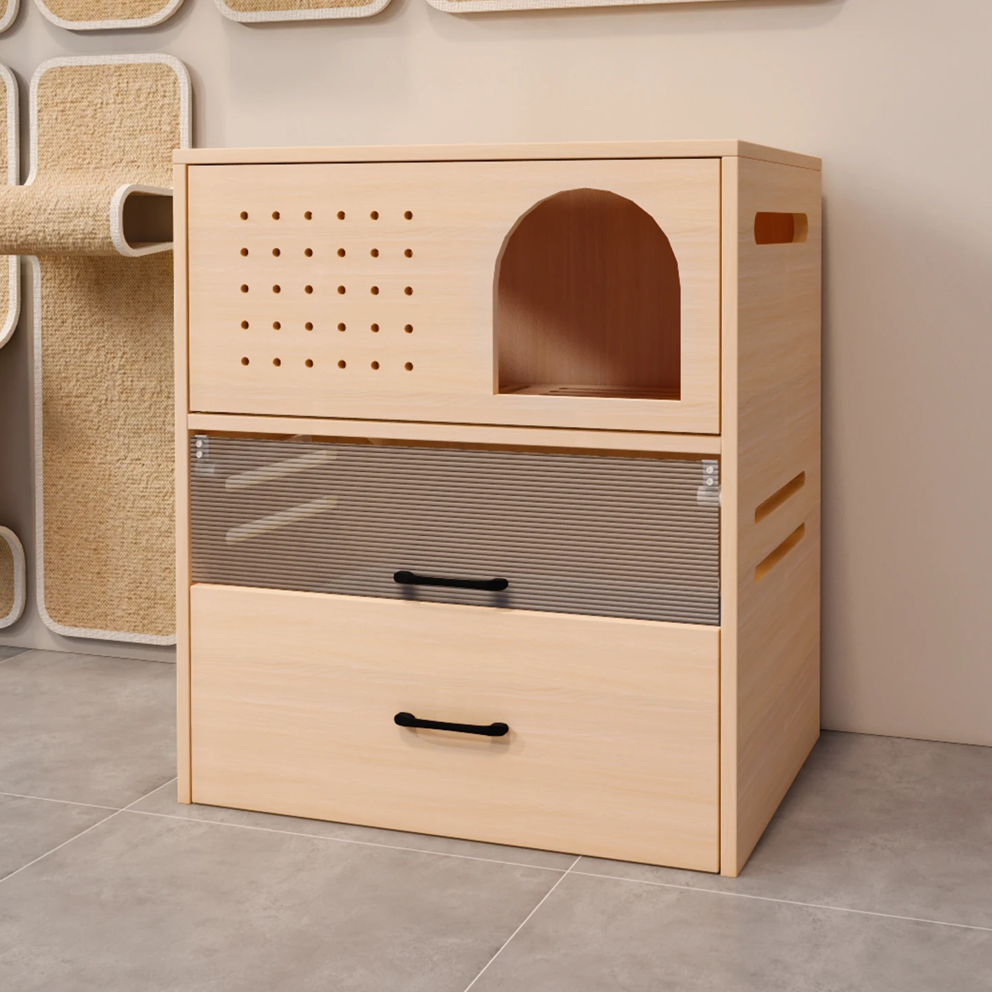 oversized sand-proof splash-proof semi-closed cat cabinet