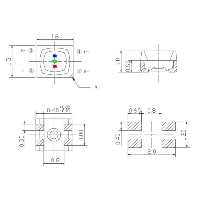 XINGLIGHT 100 ชิ้น 1515 สีสันสดใส LED ลูกปัด 5 โวลต์สีดําแพคเกจ Emitting Diode XL-B1515RGBA-HF Surface Mount