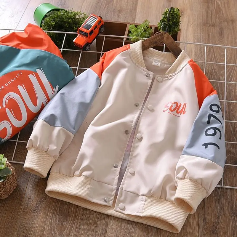 2023 Spring Children Jackets for Boys Patchwork Kids Boy Outerwear Windbreaker Autumn Casual Children Coats Clothing 4-12 Y