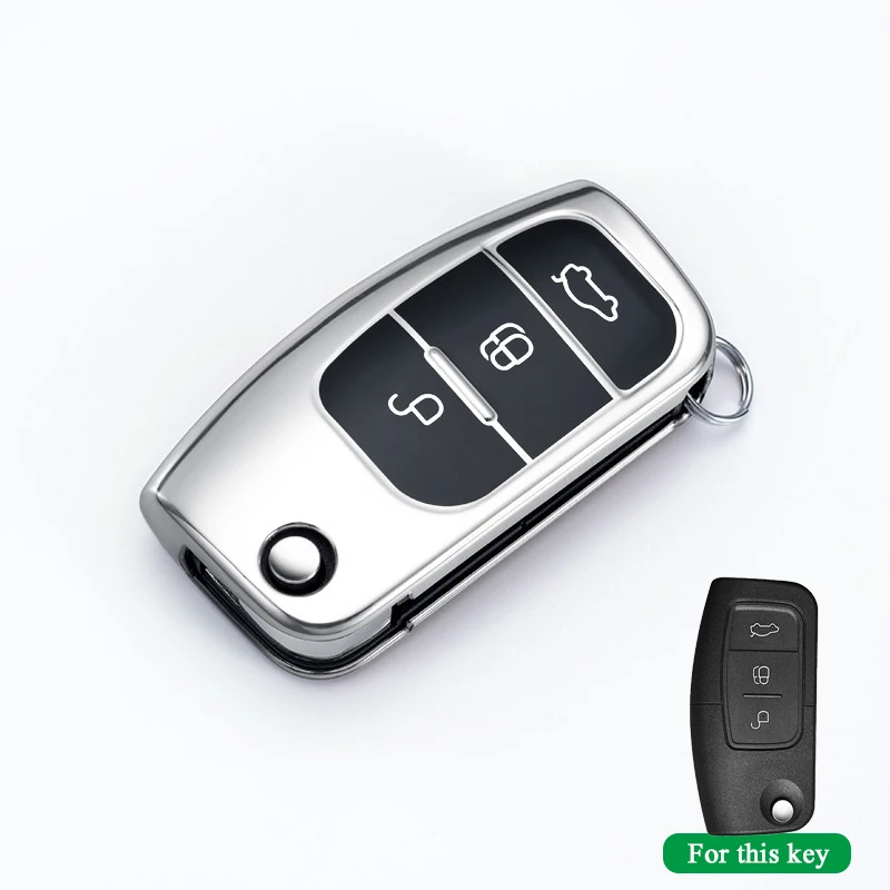 TPU Car Key Cover For Ford Focus Mk2 C Max S-MAX EcoSport Fusion Fiesta Mk7 Cowgar Mondeo 2 Mustang Mach Soft Key Case Holder
