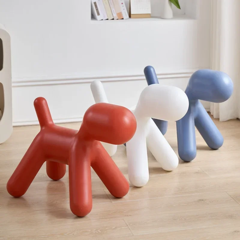 

A Nordic Dog Chair Stool Plastic Cartoon Animal Creative Design Dog Chair Stool Shoe Changing Stool Wholesale Home Furniture