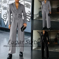 2024New Latest-design Fashion Prom Men Suits Slim Fit Double Breasted Best Man 2 Pieces Sets Handsome Male Blazers Costume Homme