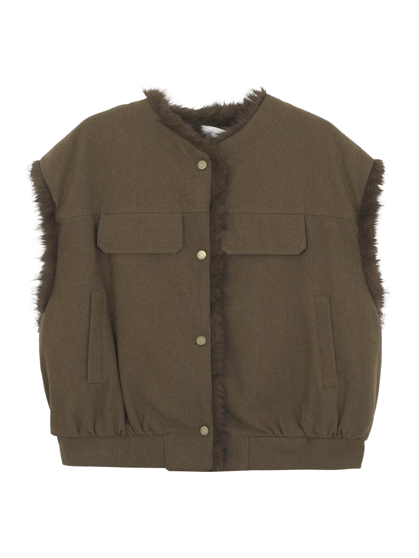 

Red Celebri Studio Furry Vest Women's Outerwear Winter 2025 New ular Super Cute Layered Wear Vest Jaet ort Sle