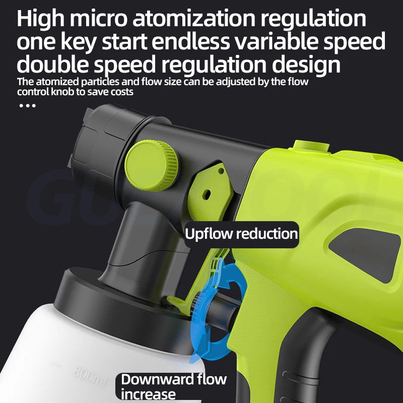 Imagem -04 - Pistola de Pulverização Elétrica de Tinta de Látex Chaleira de Pulverização de Alta Atomização Bateria de Lítio