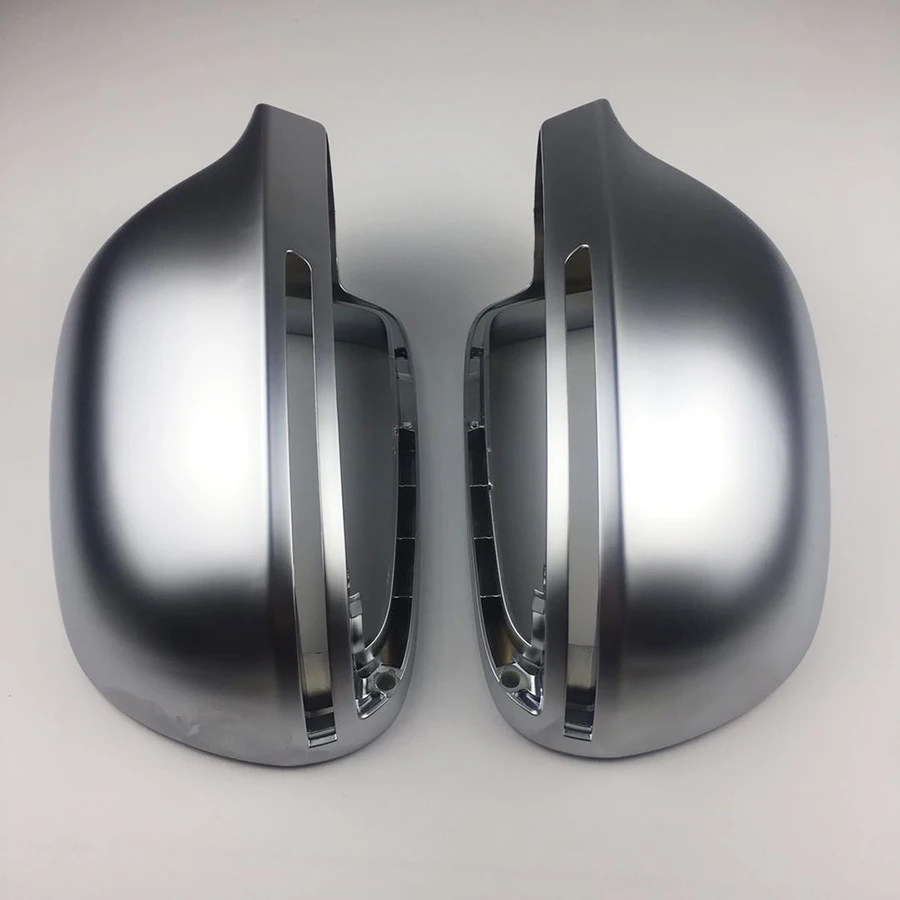 Side Wing Mirror Cover Cap For Audi A6 C6 4F S6 A4 A5 S5 B8 A3 Q3SQ3 A8 D3 4E A4 Allroad Silver Matte Chrome 2008 2009 2010 2012