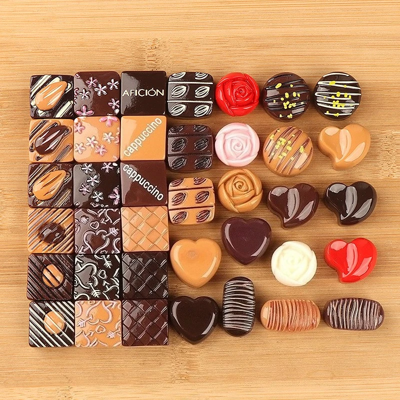 10 قطعة الراتنج وهمية الشوكولاته كبوشن مسطح الظهر الزينة للحرف اليدوية DIY بها بنفسك التصميم زينة سكرابوكينغ لوازم #1