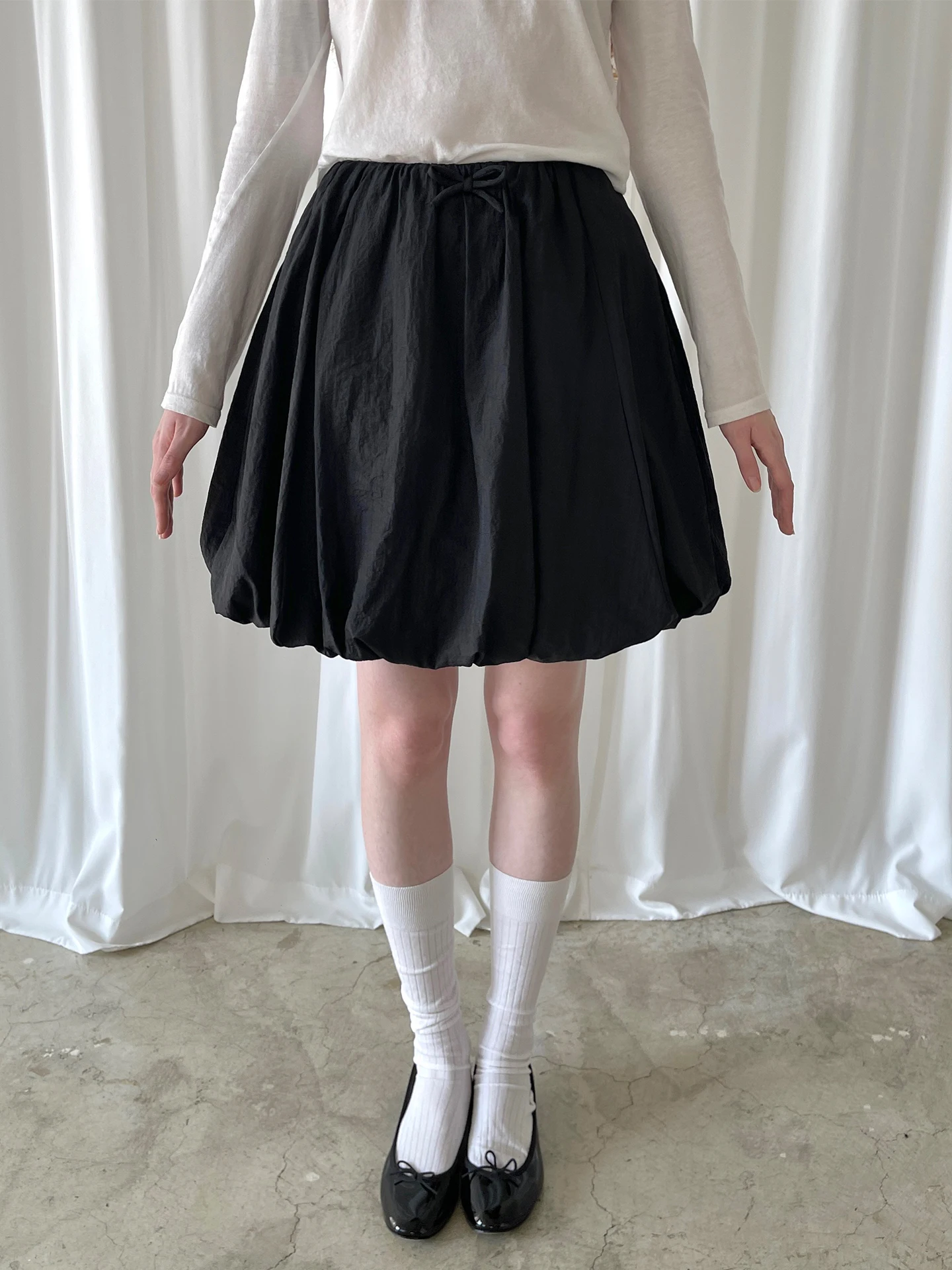 

Bla Waist Head Knot Cotton Ruffle f Skirt Women's Casual Polyester Fiber Skirt Sle Simple Loose Fit