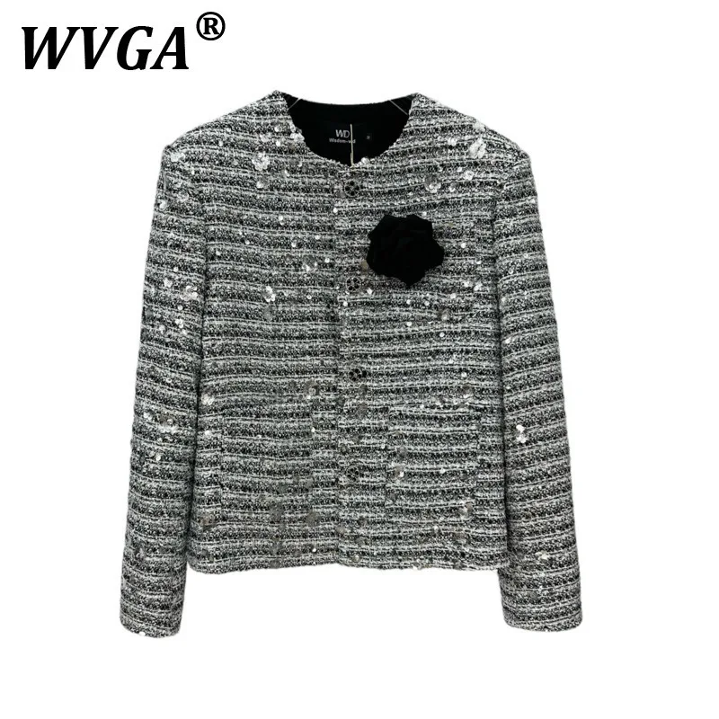 

WVGA Short Coats Spring Autumn New Man Tide High Street Sequin Design Trendy Padded Shoulder Niche Chic Casual Jacket Ins W11088