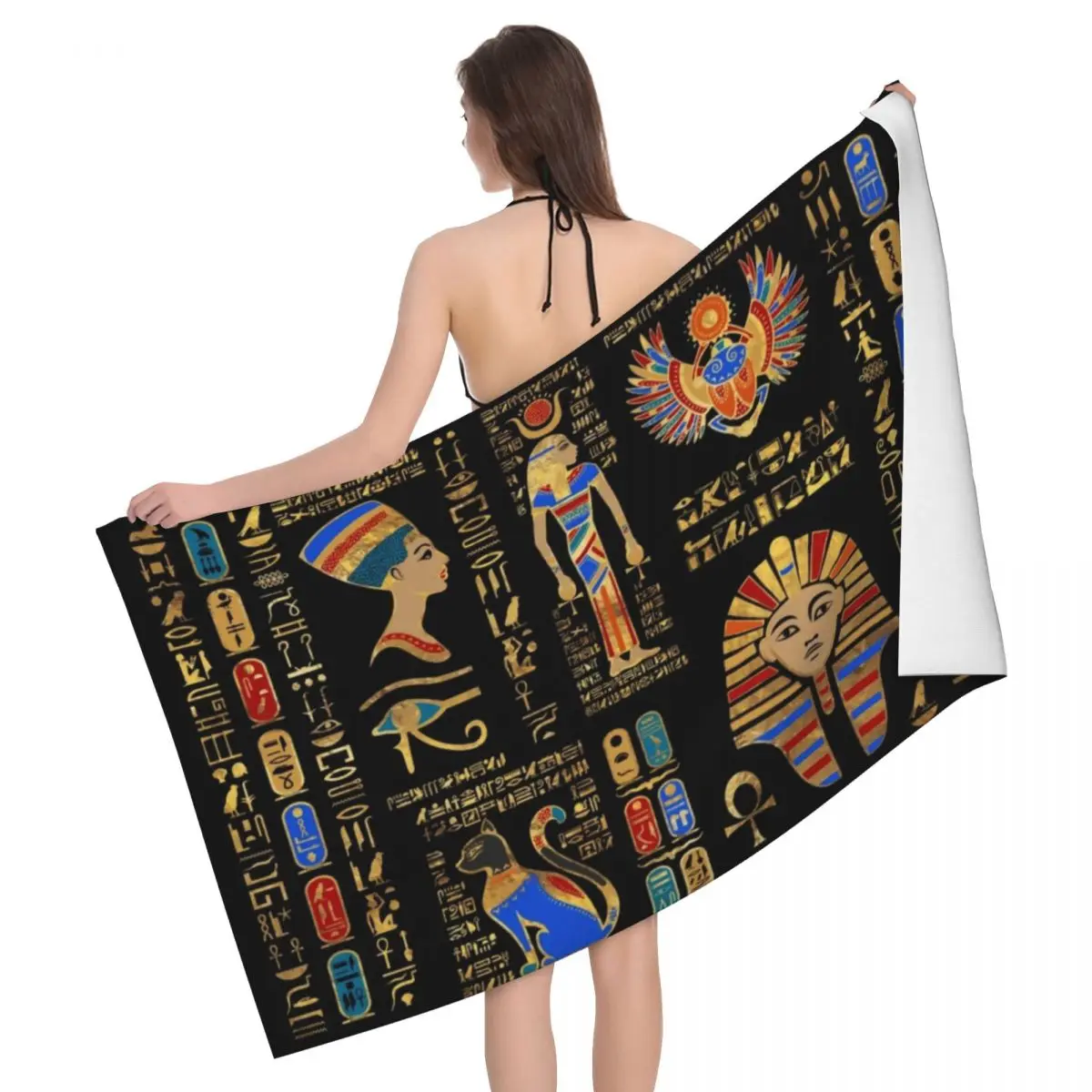 

Personalized Quick Dry Microfiber Bath Beach Towel Super Soft Ancient Egypt Pharaoh Sauna Shower Towels