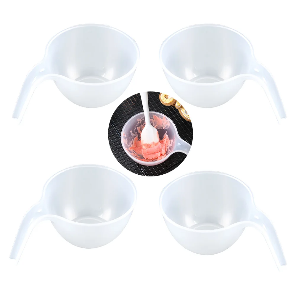 Set of 4 Plastic Mixing Bowls Cream Coloring Kitchen Baking Tools Cream Mixing,Flour Mixing