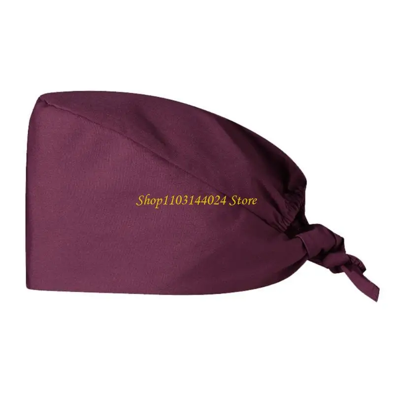 N5KE Scrub Hat Adult Plain Color Nurse Hat with Sweatband Hospital Work Surgical Hat