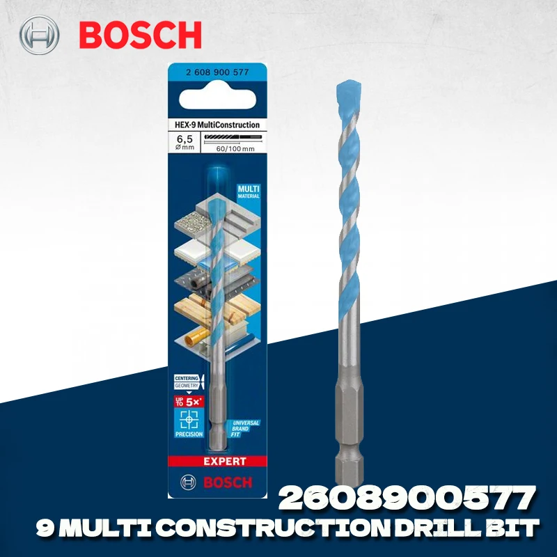 BOSCH 2608900577 EXPERT HEX-9 Multi Construction Drill Bit 6.5mm 100mm For Concrete Soft Tiles High Hardness Twist Drill