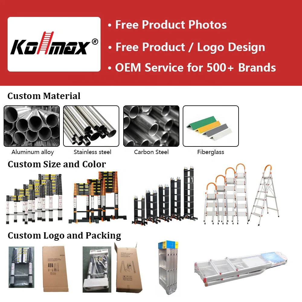 Tangga Lipat Aluminium EN131 Custom, Tangga Lipat Dua Tingkat, Tangga Teleskopik Aluminium