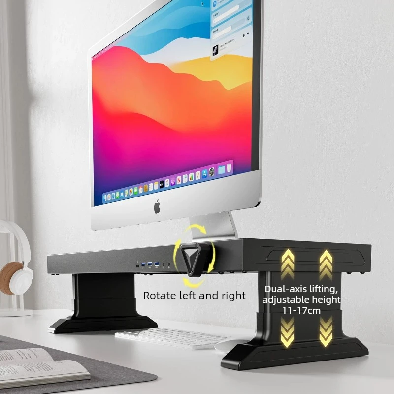 Lift Monitor Holder USB Extension Wireless Charging Monitors Storage Riser Stand Office Desktop Monitor Bracket Monitors Base