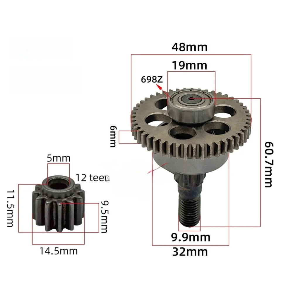Lawn Mower Gear Assembly Square Hole 47-Tooth Gear For 8-inch/10-inch/12-inch Lawn Mowers Garden Power-Tool Accessories