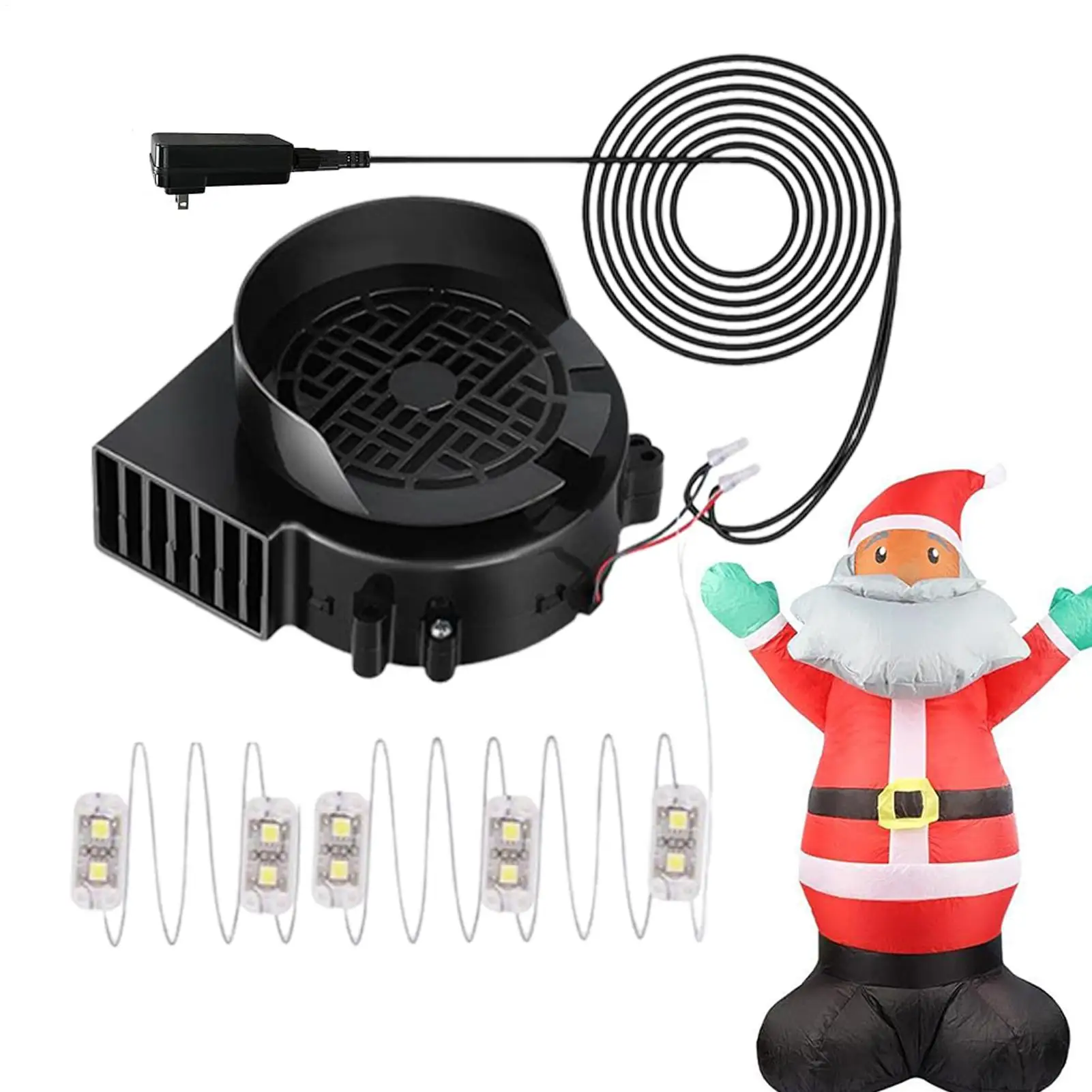 Ventilador para casa de salto inflar inflador de papai noel 12v 1.5a ventilador inflável silencioso com 5 luzes led para praia de natal