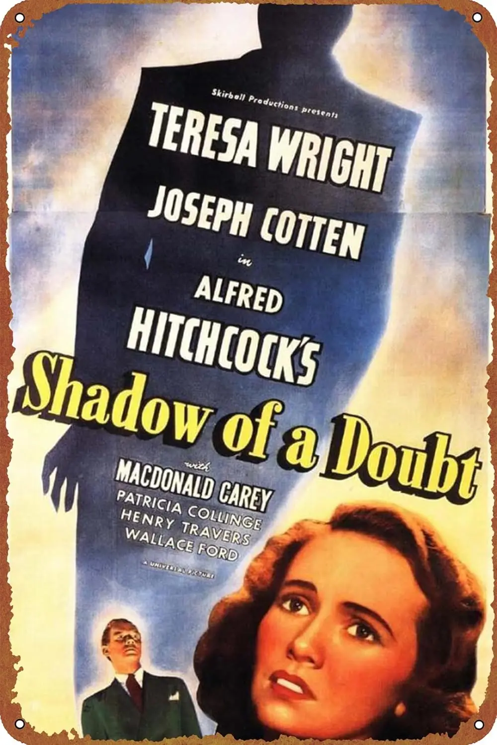 Shadow of a Doubt Tin Sign Decoration Vintage Metal Movie Poster Signs Wall Decor 8x12 Inch