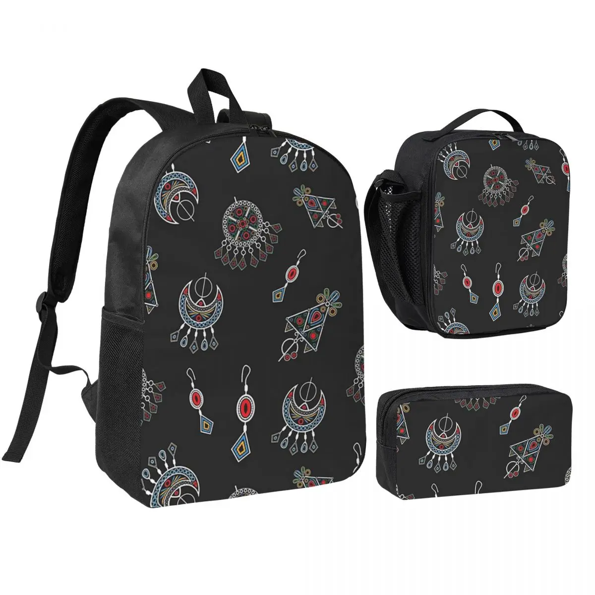 

Kabyle Jewelry Amazigh Africa Ethnic Style Backpack Student BookBag School Bag Shoulder Bags 3ps Insulated Lunch Bag Pencil Case
