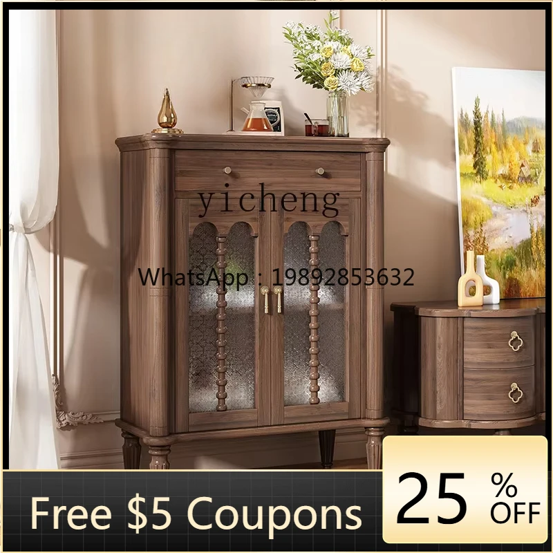 

GZ French solid wood side cabinet medieval dining side corner cabinet retro storage entrance cabinet home accessories