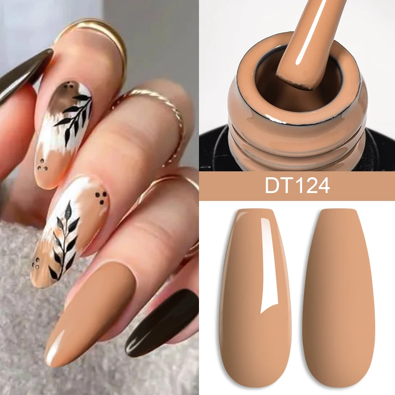 MEET ACROSS 7ml Coffee Color Series Gel Nail Polish Brown Red Crystal Glitter Soak Off UV Gel Polish Nail Art Manicure Varnishes