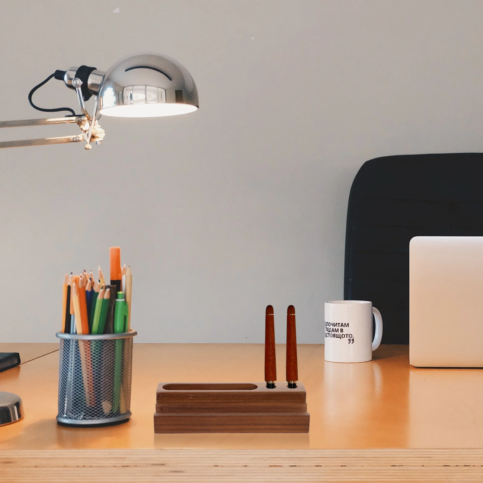 حامل هاتف مكتبي، حامل قلم من خشب الجوز، حرفية دقيقة، حبوب شفافة، محطة إرساء للهاتف المحمول متعددة الوظائف، خشبية #5