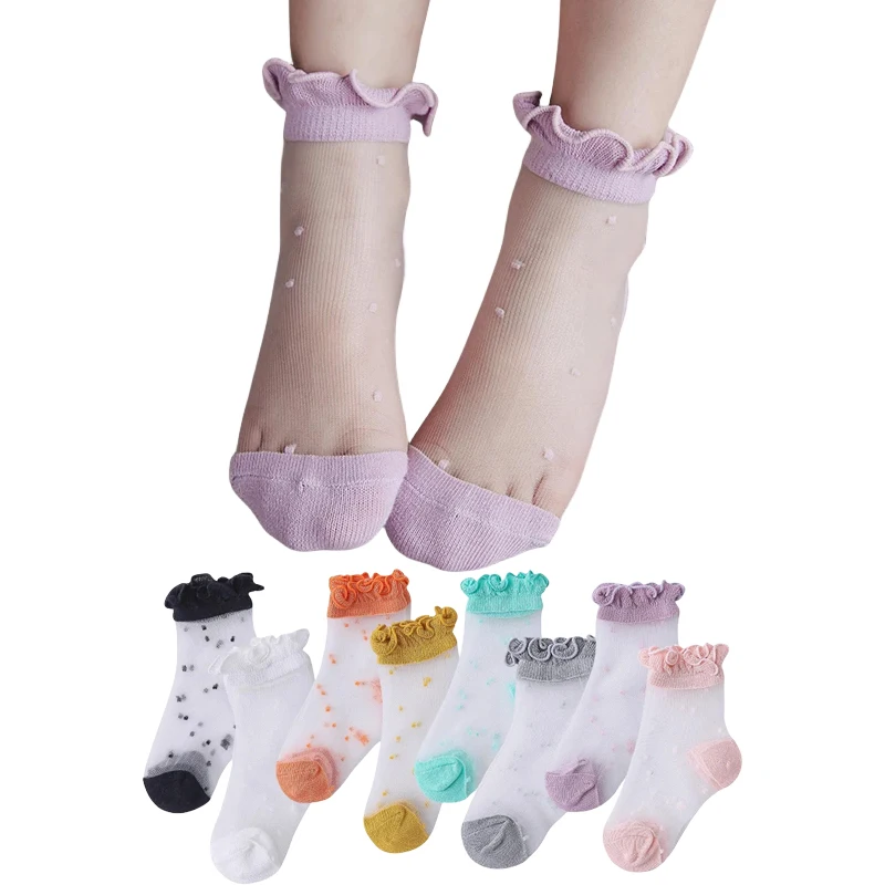 New Arrivals Spring Summer Baby Girls Lace Socks Fashion Ultra-thin Lace Invisible Kids Socks Princess Crystal Sheer Socks