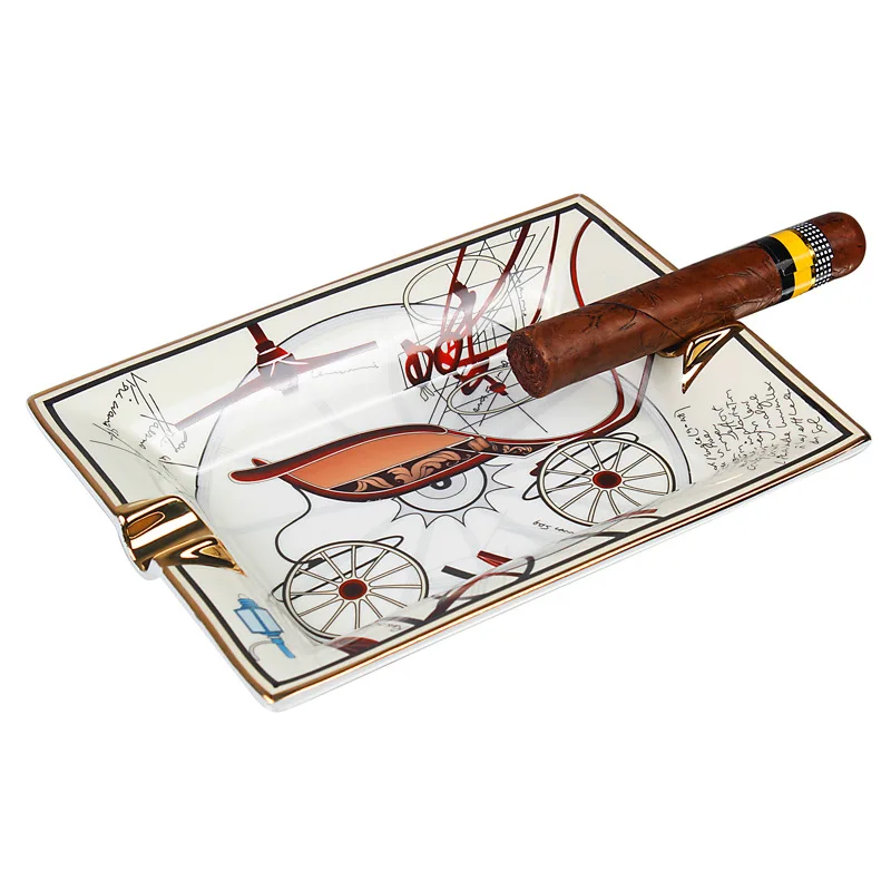 Cigar Ashtray European Creative Ceramic Cigar Ashtray Painted Household Desktop Cigarette Accessories