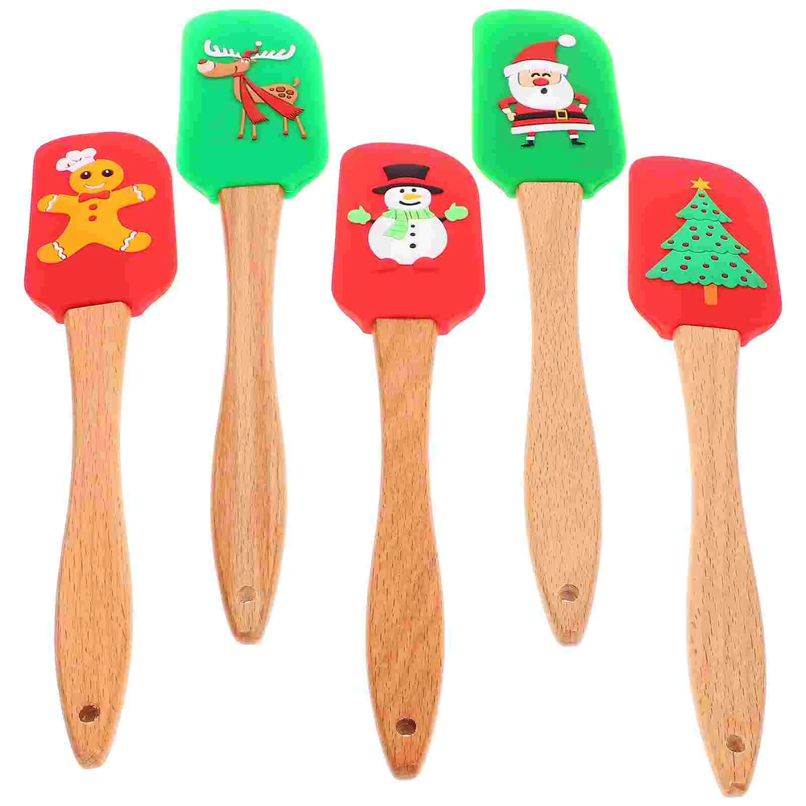 

5 Pcs Silica Gel Cream Spatula Reusable Christmas Baking Tools Multi Functional Kitchen Scraper Safe Design For Cake Decorating