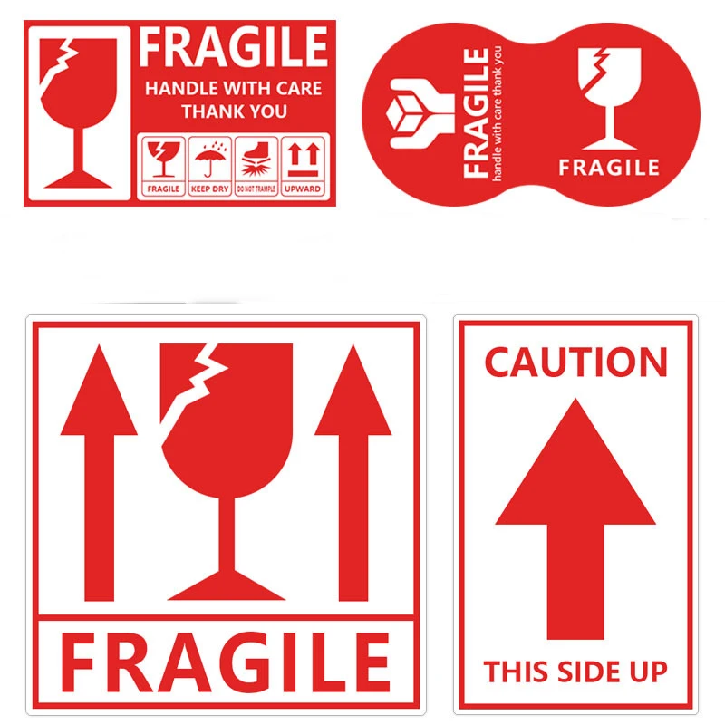 50Pcs Fragile Warning Label Stickers Please Handle With Care For Goods Shipping Express Label Packaging Mark