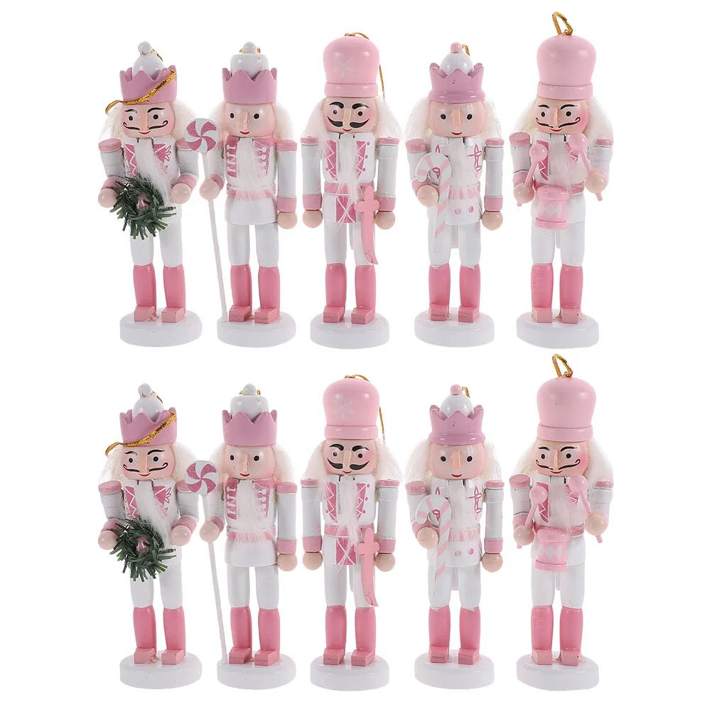 

10 Pcs Christmas Nutcracker nament Wooden Puppet Garland Set Decor Figurine Home Hotel Cafe Xmas Tree Hanging Craft Toy Safe