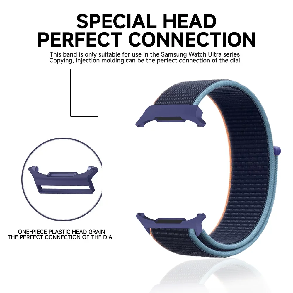 Sports Nylon Loop Strap for Samsung Galaxy Watch Ultra 47mm Replaceable Wristband Bracelet for Galaxy Watch 7 Ultra 47mm Correa