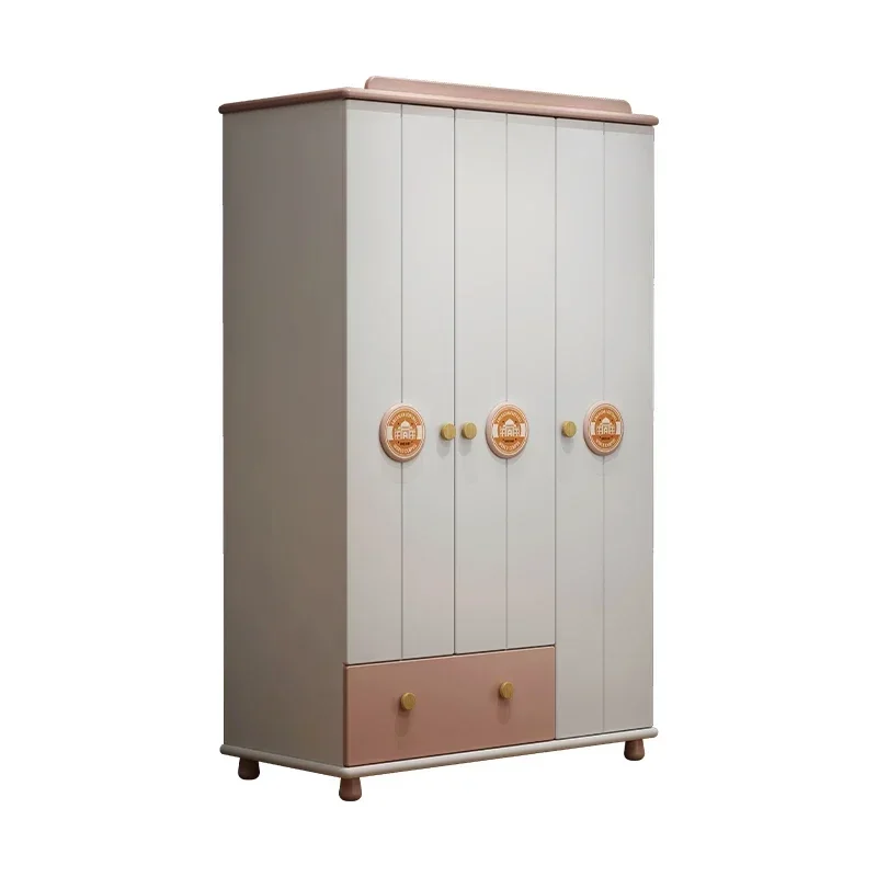 

Solid Wood Wardrobe Children's Suite Wardrobe Modern Minimalist 3-Door Girl