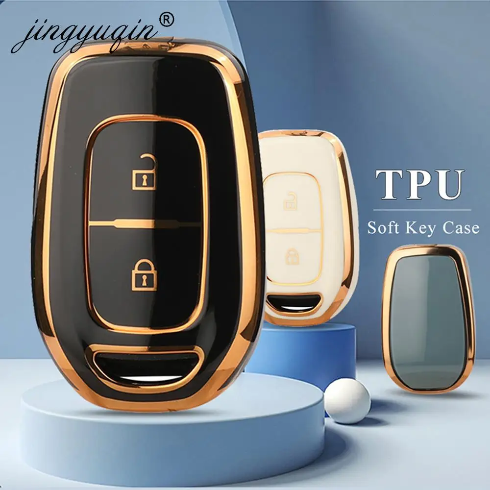 Jingyuqin 2-Tasten-TPU-Auto-Fernbedienungsschlüsseletui für Renault Kwid Verkehrssymbol Dacia Sandero Logan Duster Fob Shell Cover Protector