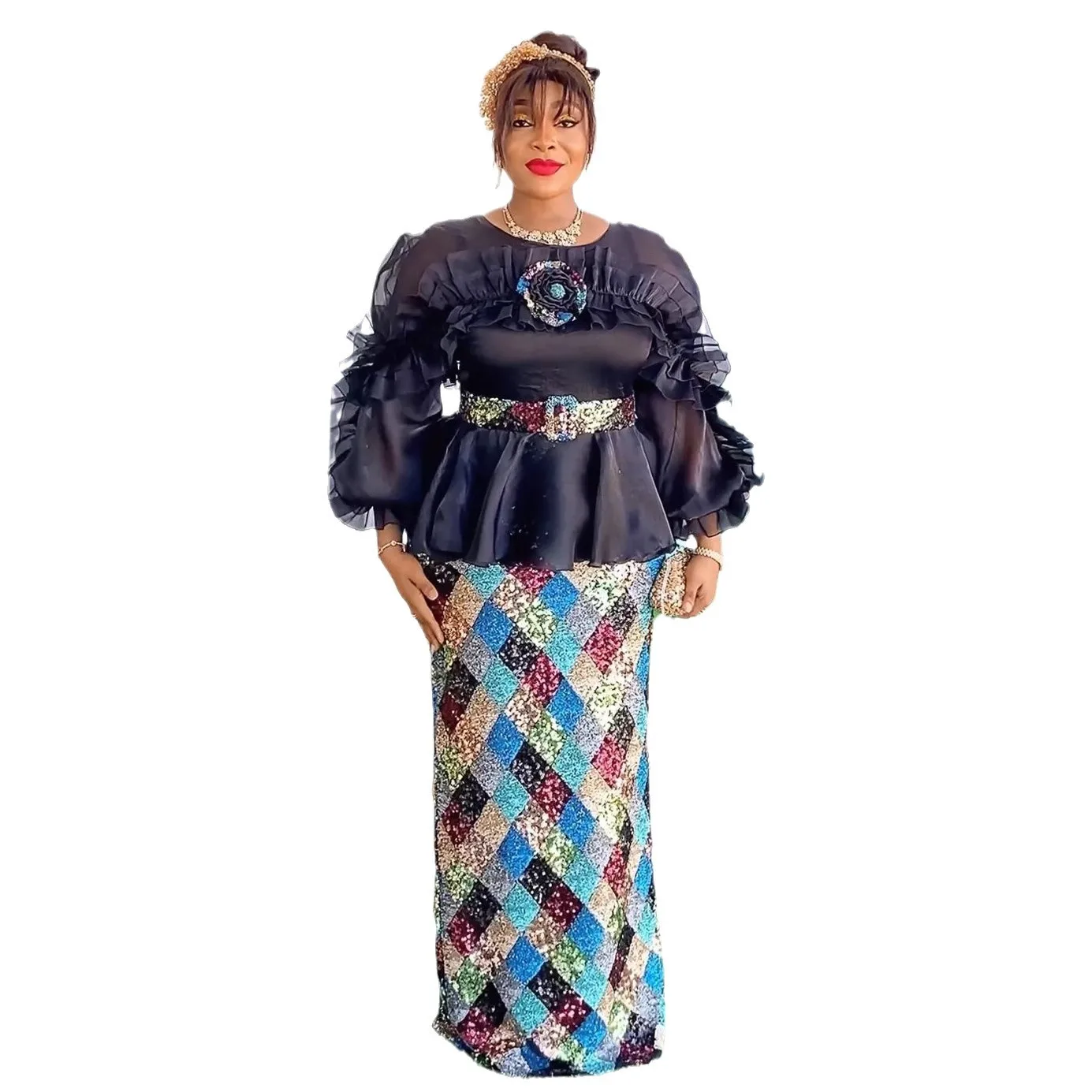 Vestidos africanos para mulheres 2024 plus size lantejoulas festa de noite de natal vestido longo dashiki ancara roupas robe roupas africanas